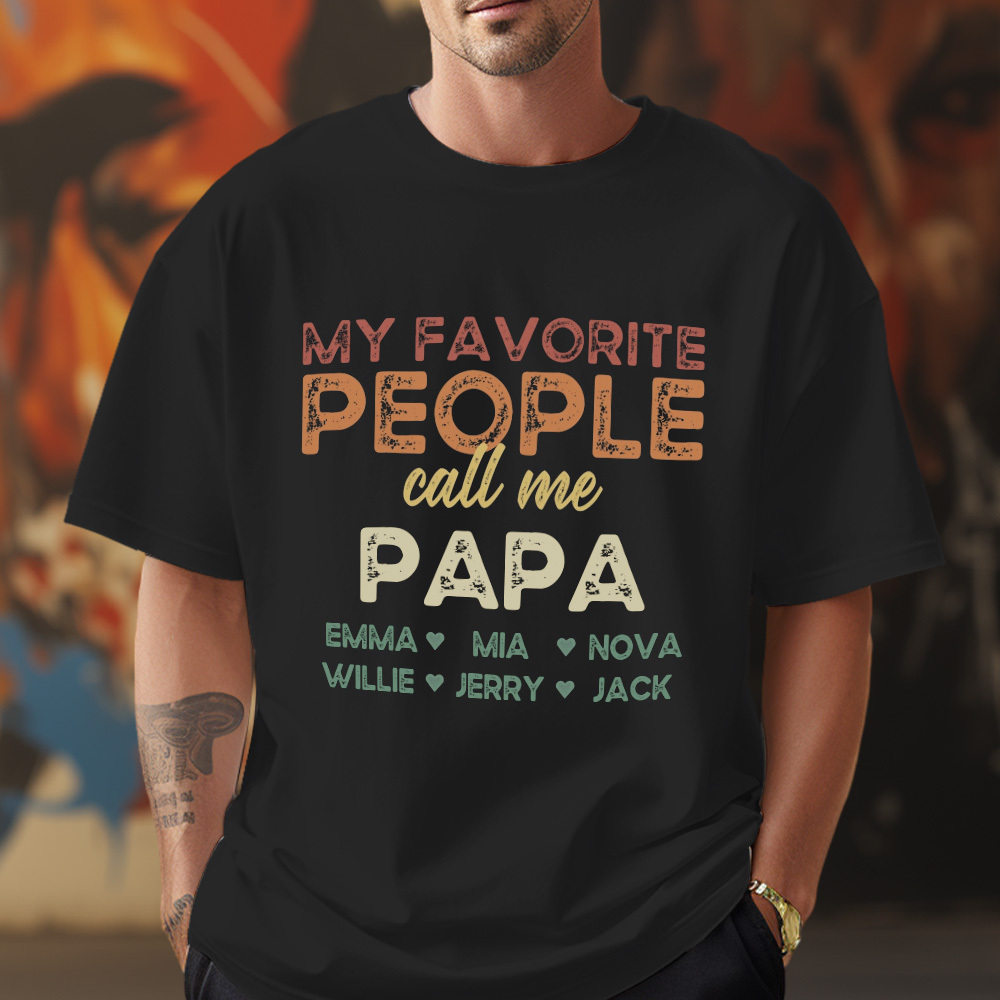 Father's Day Gifts Personalized Grandpa Shirt With Grandkids Names, Custom Grandpa Dad Gift - MyFaceSocksAU