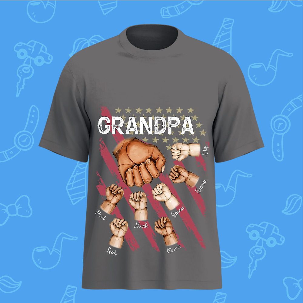 Personalized Dad Fist Bump Shirt, Custom Dad And Kids Names, Father's Day Gift - MyFaceSocksAU