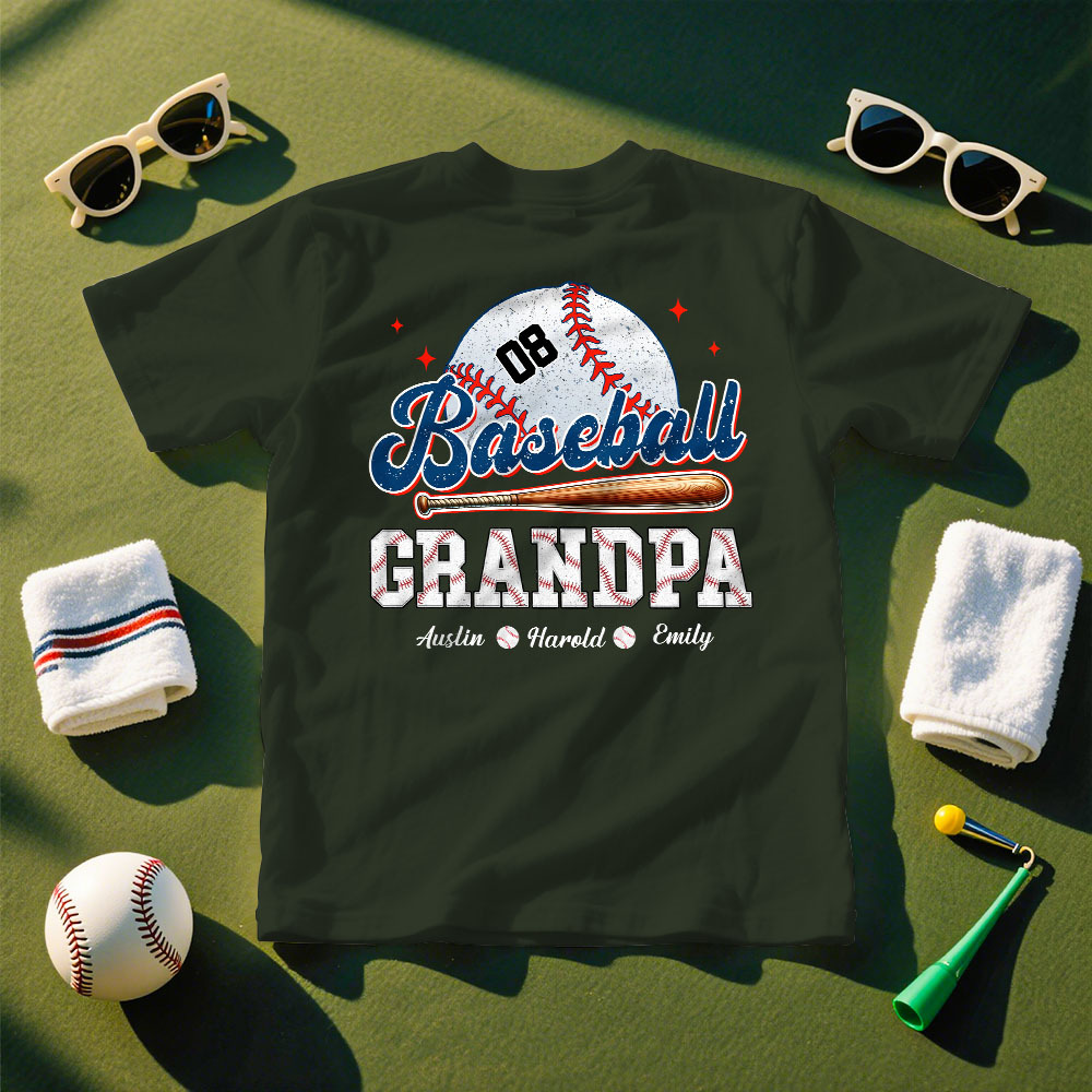 Custom Retro Baseball Dad & Kids Shirt Personalized Name T-Shirt Gift for Dad - MyFaceSocksAU
