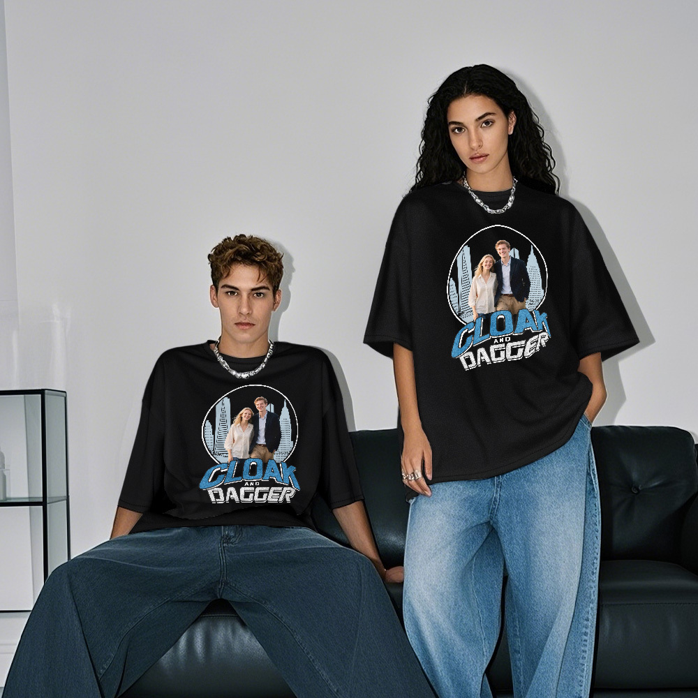 Custom Photo Vintage T-Shirt Cloak And Dagger Personalized Face Shirt - MyFaceSocksAU