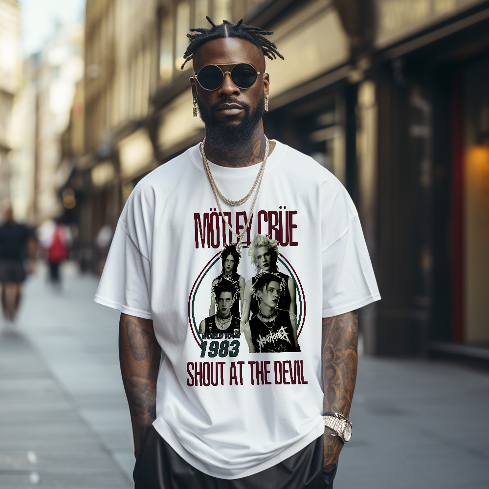 Custom Photo Vintage T-Shirt Motley Crue Shout At The Devil Personalized Face Shirt - MyFaceSocksAU