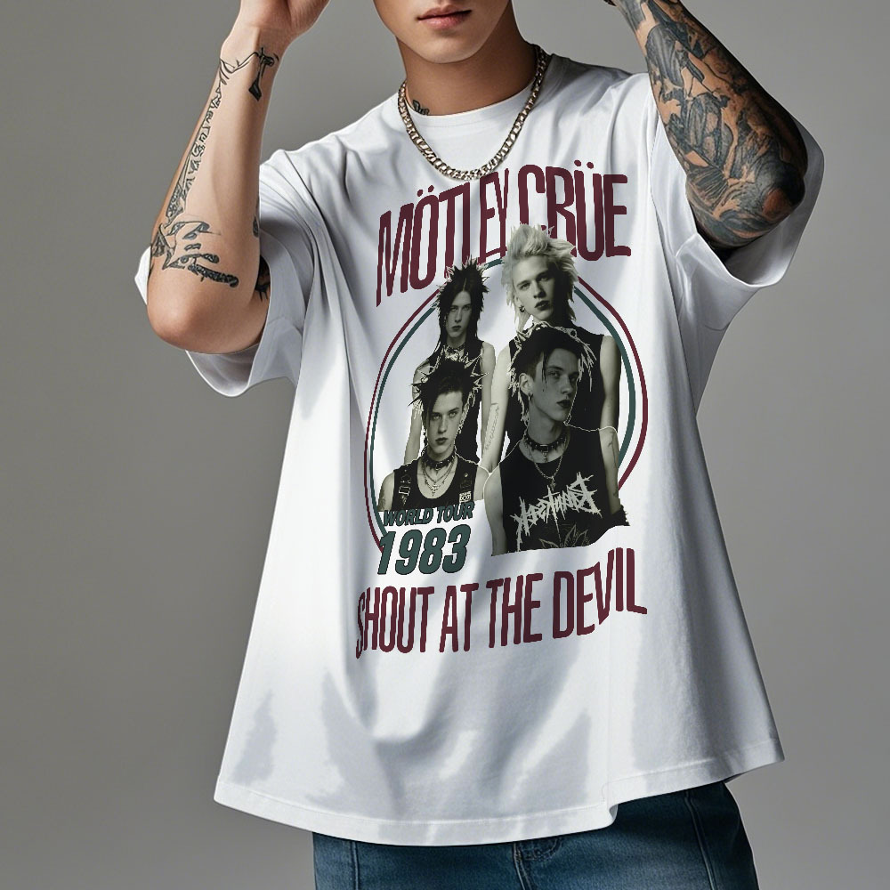 Custom Photo Vintage T-Shirt Motley Crue Shout At The Devil Personalized Face Shirt - MyFaceSocksAU