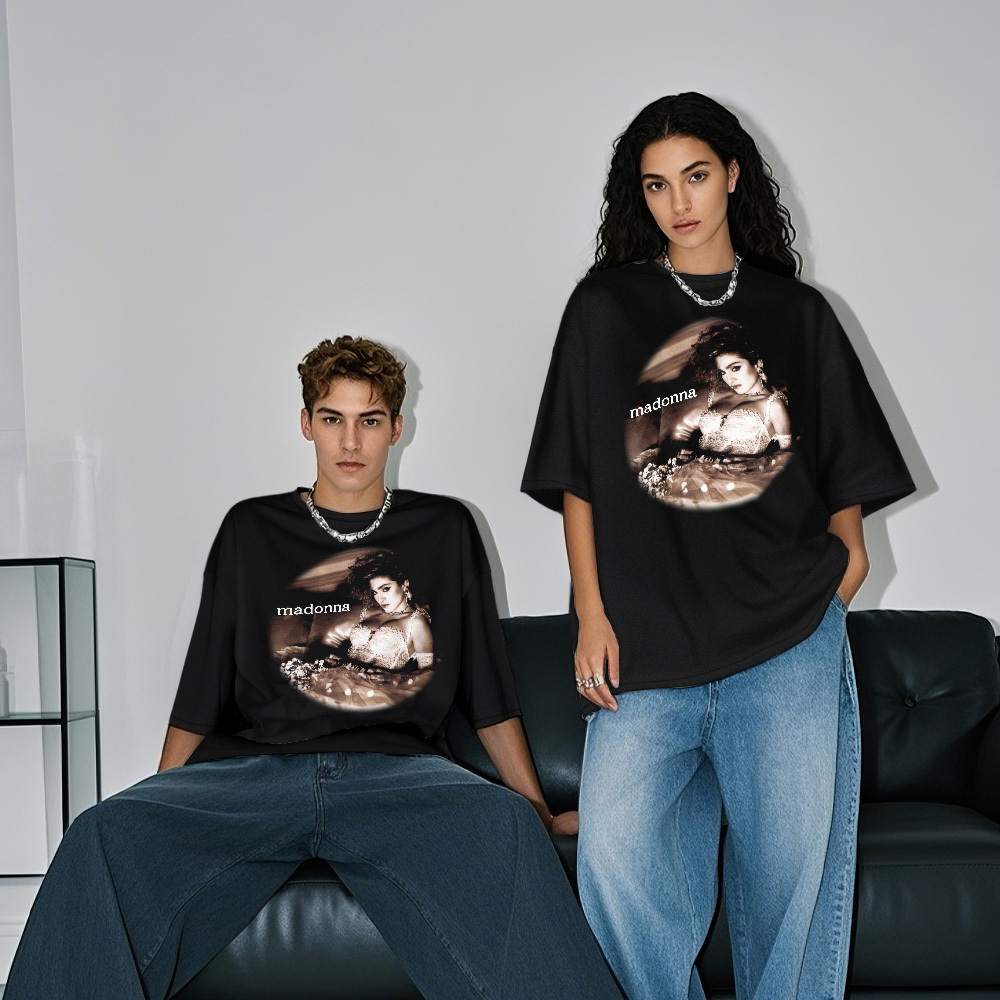 Custom Photo Vintage T-Shirt Madonna Personalized Face Shirt - MyFaceSocksAU
