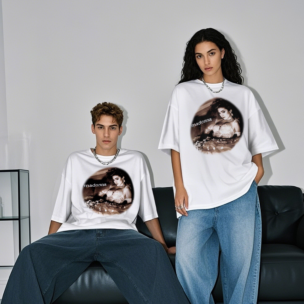 Custom Photo Vintage T-Shirt Madonna Personalized Face Shirt - MyFaceSocksAU