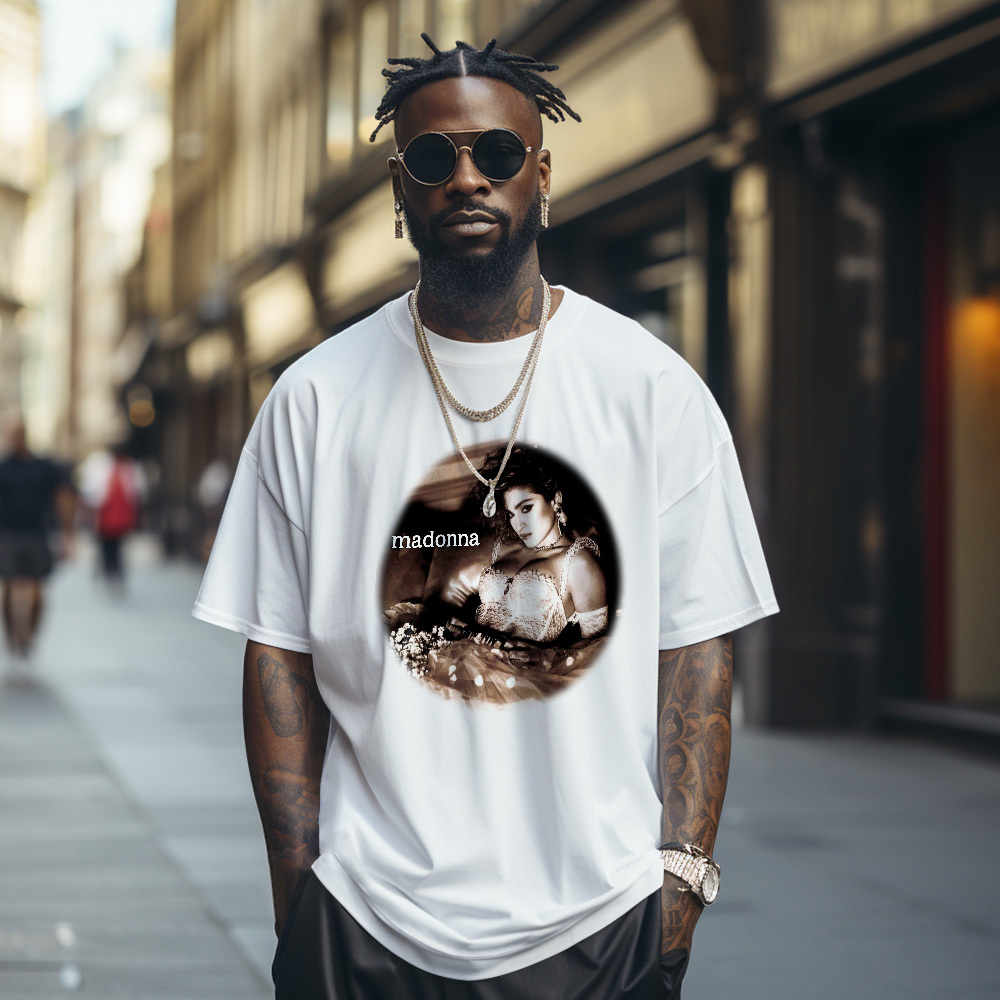 Custom Photo Vintage T-Shirt Madonna Personalized Face Shirt - MyFaceSocksAU
