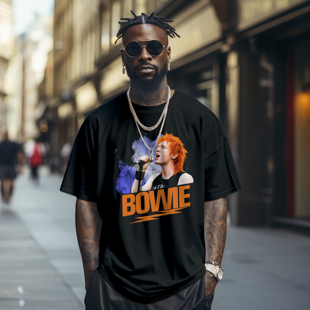 Custom Photo Vintage T-Shirt Bowie Personalized Face Shirt - MyFaceSocksAU