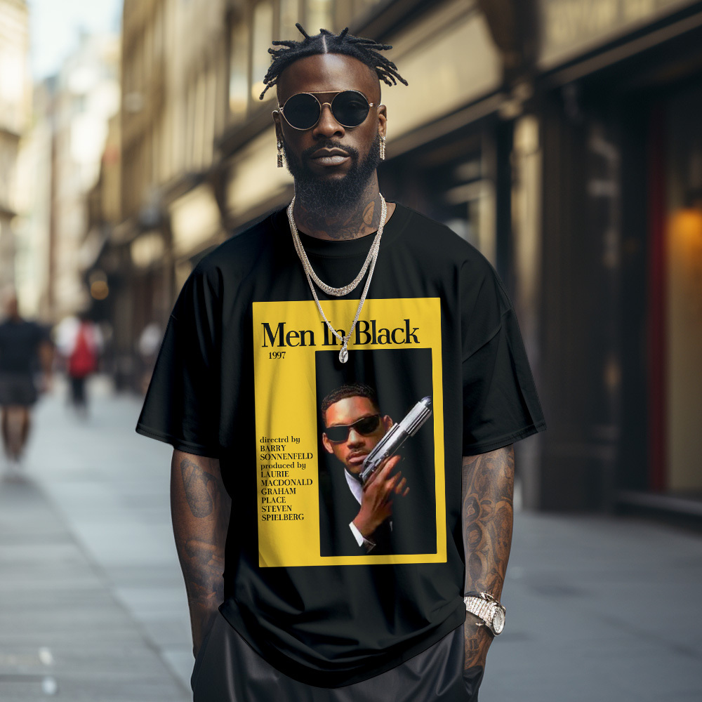 Custom Photo Vintage T-Shirt Men In Black Personalized Face Shirt - MyFaceSocksAU