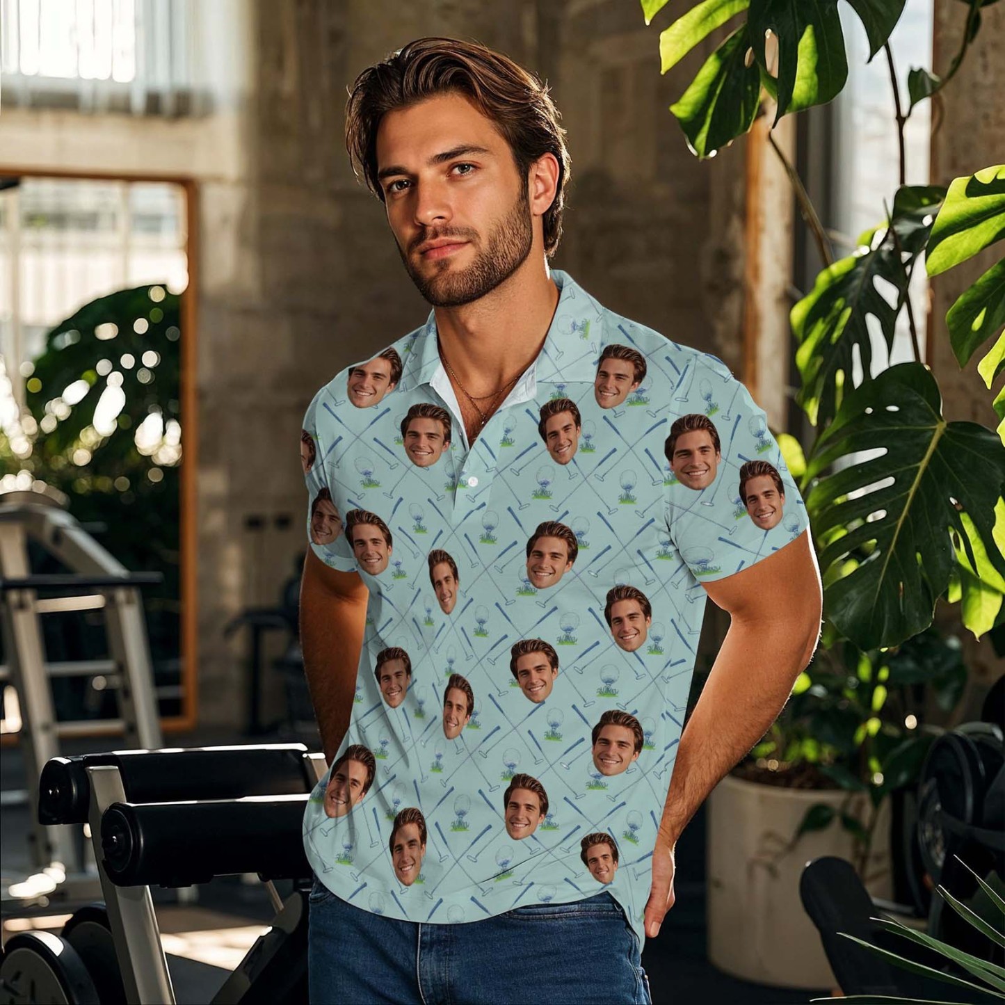 Custom Polo Shirt Personalized Face Polo Green Golf Graffiti Polo Shirt Men's Polo Shirt Gift - MyFaceSocksAU