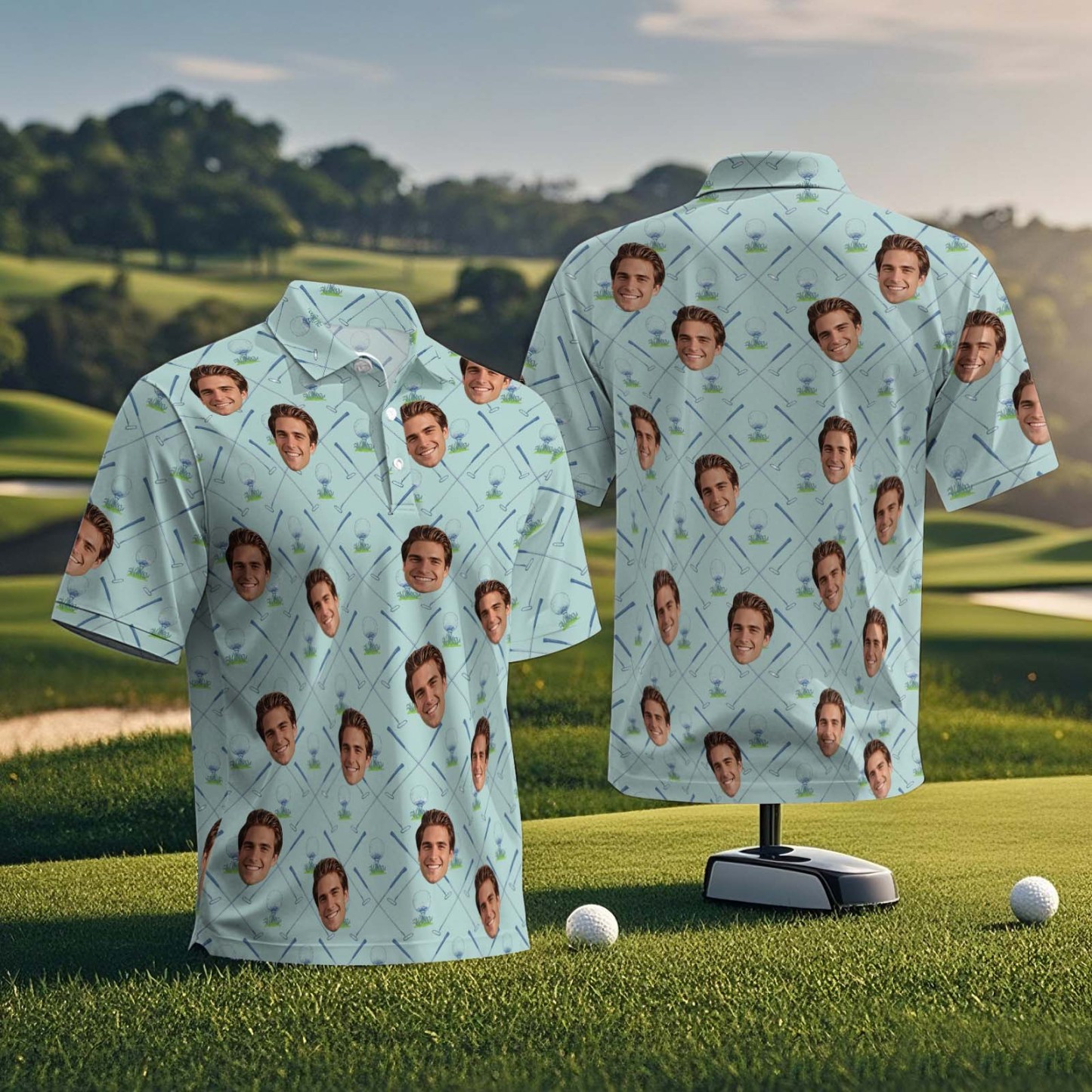 Custom Polo Shirt Personalized Face Polo Green Golf Graffiti Polo Shirt Men's Polo Shirt Gift - MyFaceSocksAU