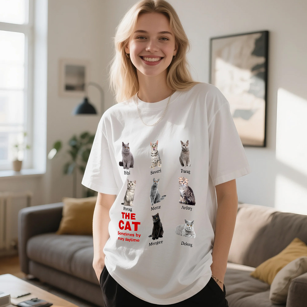 Personalized Cat Lover T-Shirt  Add Your Cat Picture and Name Cute Gift for Pet Owners - MyFaceSocksAU