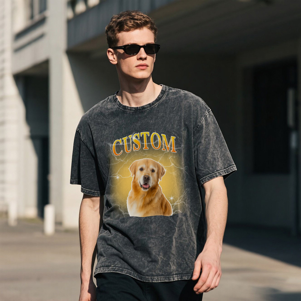 Custom Comfort Colors Vintage Bootleg Pet Shirt Pet Photo + Name Custom Dog Portrait Personalized Shirt Custom T Shirts Cat Shirt 90's Tee