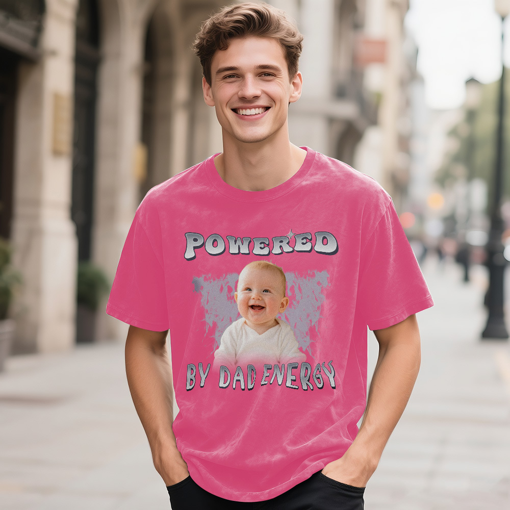 Personalized Photo Vintage T-Shirt Funny Fathers Day Gift for Dad, Retro Washed 90s Graphic Tee Kids Cute Custom Shirt - MyFaceSocksAU