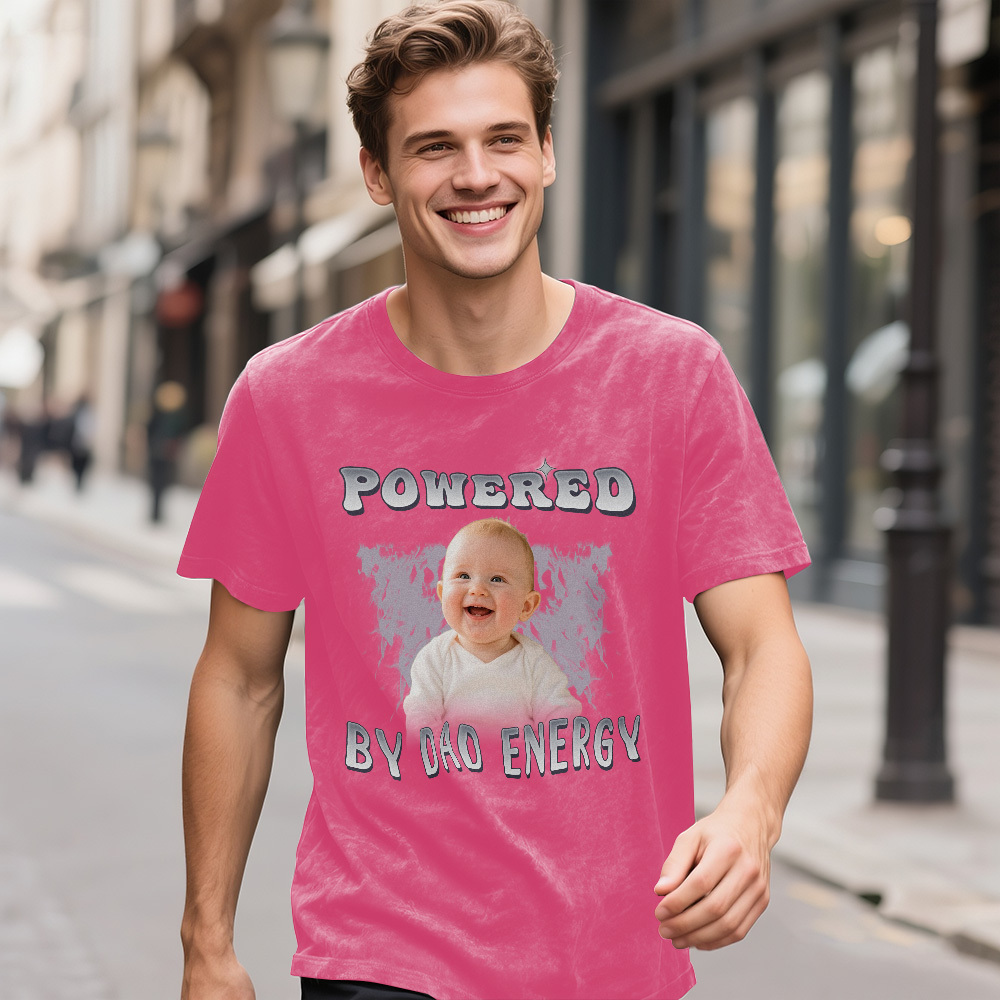 Personalized Photo Vintage T-Shirt Funny Fathers Day Gift for Dad, Retro Washed 90s Graphic Tee Kids Cute Custom Shirt - MyFaceSocksAU