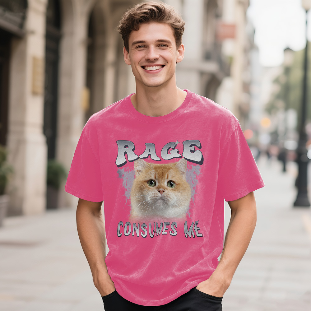 Custom Face Funny Cat Meme T-Shirt Vintage Graphic Tee with Your Photo and Text Retro 90s Style Cat Lover Shirt Unisex Pet - MyFaceSocksAU