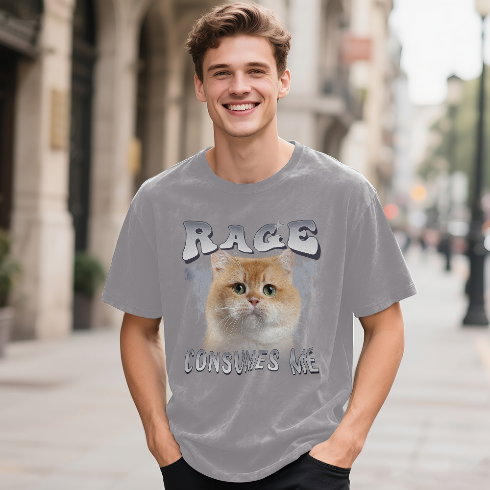 Custom Face Funny Cat Meme T-Shirt Vintage Graphic Tee with Your Photo and Text Retro 90s Style Cat Lover Shirt Unisex Pet - MyFaceSocksAU