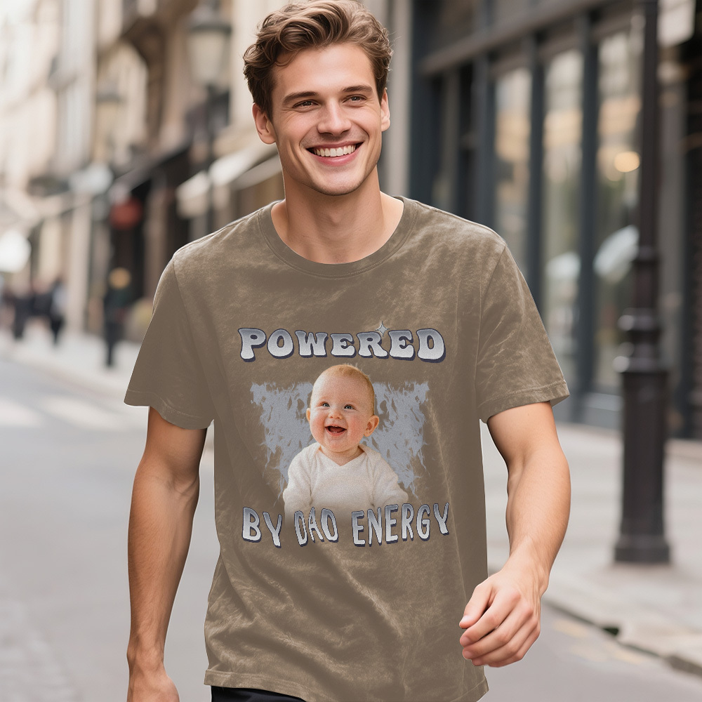 Personalized Photo Vintage T-Shirt Funny Fathers Day Gift for Dad, Retro Washed 90s Graphic Tee Kids Cute Custom Shirt - MyFaceSocksAU