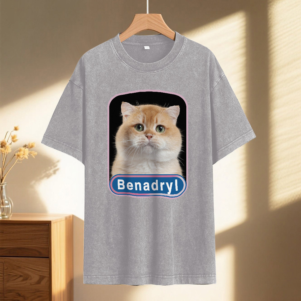 Custom Face Funny Cat Meme T-Shirt Vintage Graphic Tee with Your Photo and Text Retro 90s Style Cat Lover Shirt Unisex Pet - MyFaceSocksAU