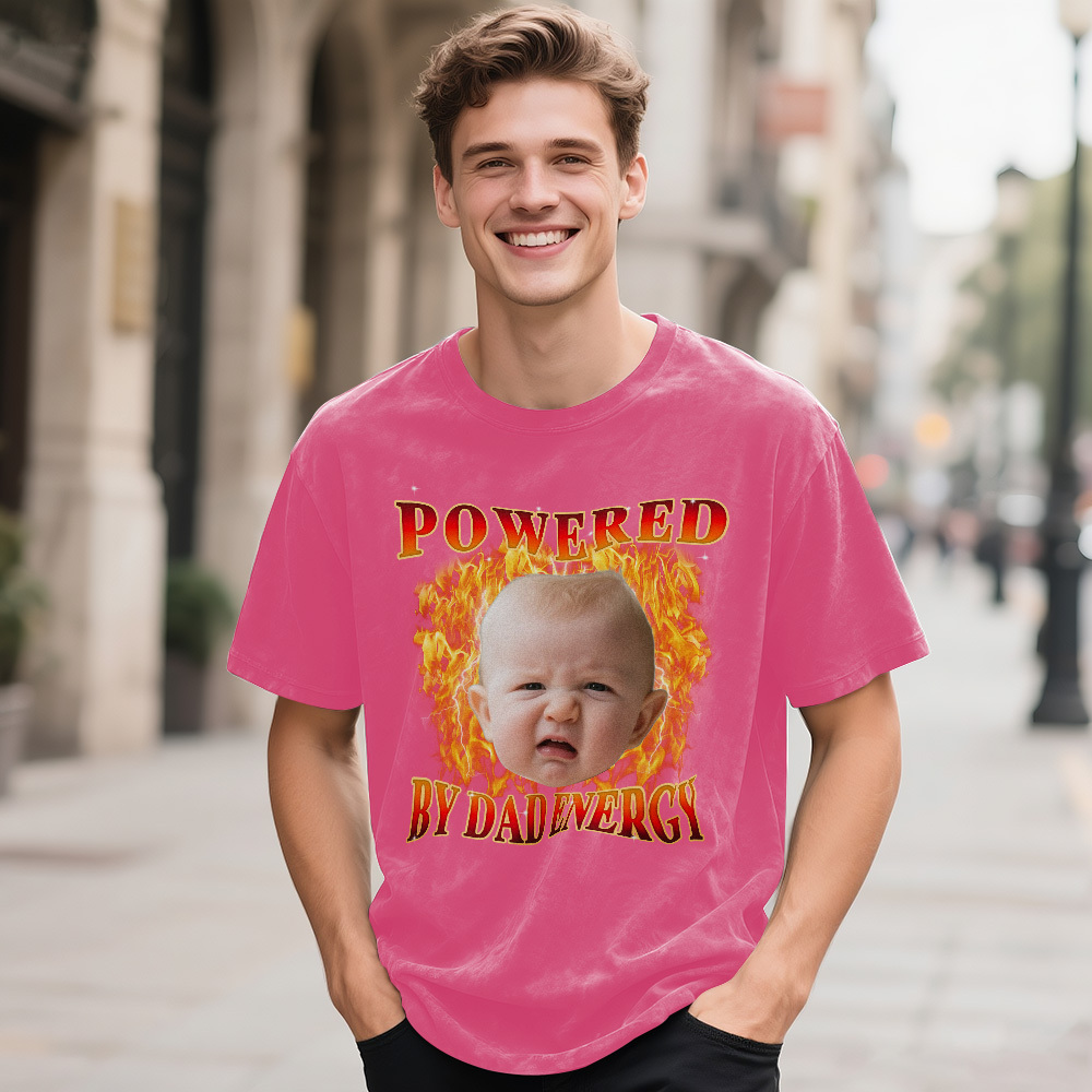 Personalized Photo Vintage T-Shirt Funny Fathers Day Gift for Dad, Retro Washed 90s Graphic Tee Kids Cute Custom Shirt - MyFaceSocksAU