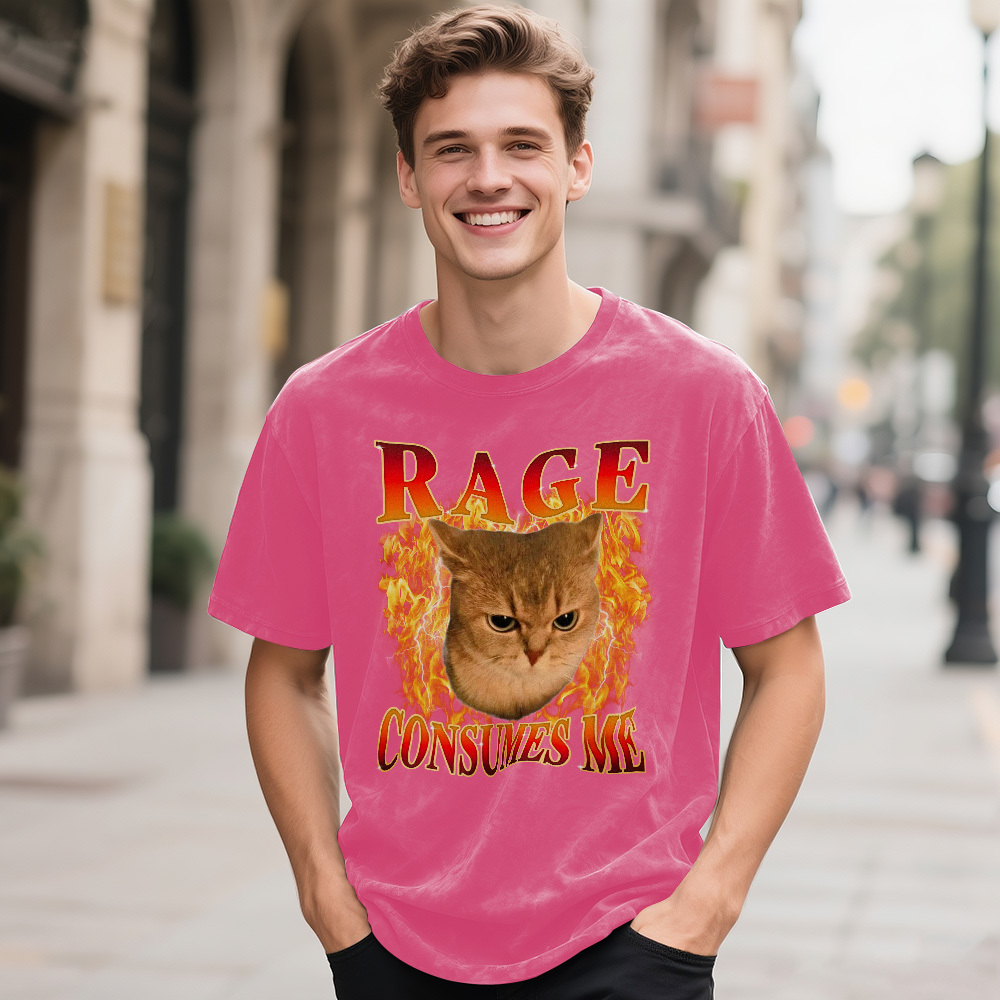 Custom Face Funny Cat Meme T-Shirt Vintage Graphic Tee with Your Photo and Text Retro 90s Style Cat Lover Shirt Unisex Pet - MyFaceSocksAU