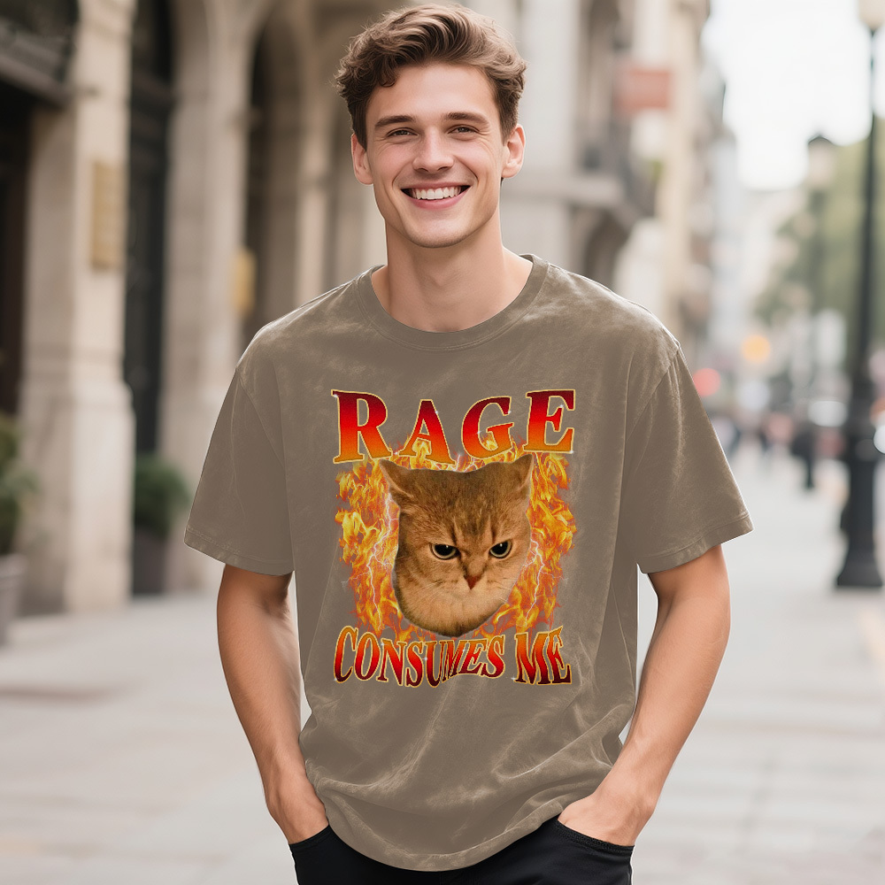 Custom Face Funny Cat Meme T-Shirt Vintage Graphic Tee with Your Photo and Text Retro 90s Style Cat Lover Shirt Unisex Pet - MyFaceSocksAU