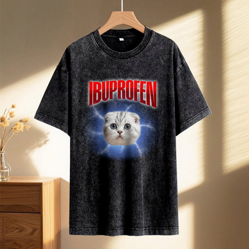 Custom Face Funny Cat Meme T-Shirt Vintage Graphic Tee with Your Photo and Text Retro 90s Style Cat Lover Shirt Unisex Pet - MyFaceSocksAU