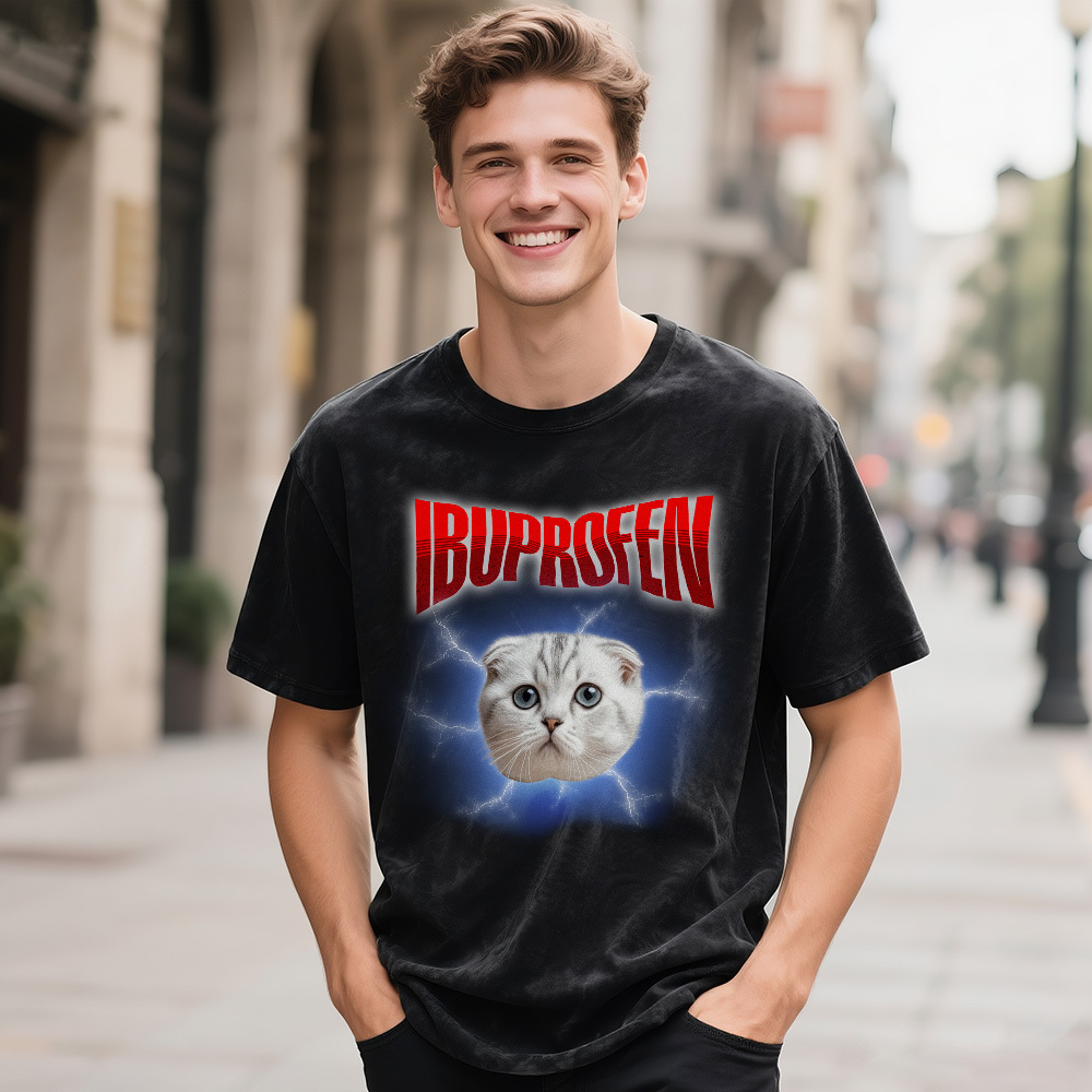 Custom Face Funny Cat Meme T-Shirt Vintage Graphic Tee with Your Photo and Text Retro 90s Style Cat Lover Shirt Unisex Pet - MyFaceSocksAU