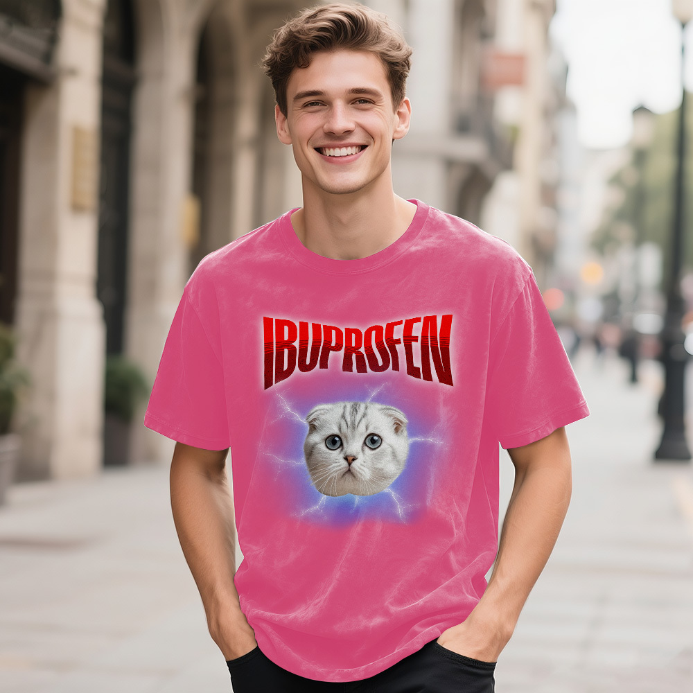 Custom Face Funny Cat Meme T-Shirt Vintage Graphic Tee with Your Photo and Text Retro 90s Style Cat Lover Shirt Unisex Pet - MyFaceSocksAU