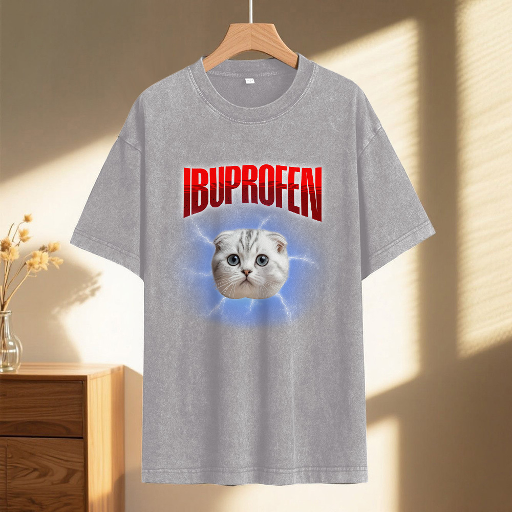 Custom Face Funny Cat Meme T-Shirt Vintage Graphic Tee with Your Photo and Text Retro 90s Style Cat Lover Shirt Unisex Pet - MyFaceSocksAU