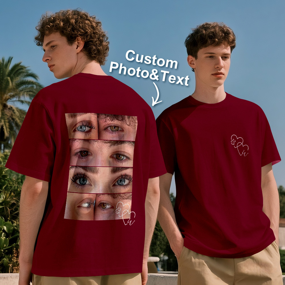 Custom Photo T-shirt Personalized Eyes Shirt for Couple - MyFaceSocksAU