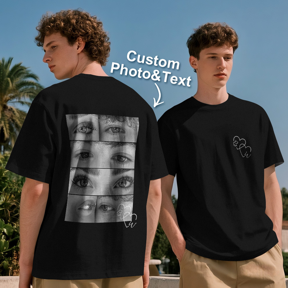 Custom Photo T-shirt Personalized Eyes Shirt for Couple - MyFaceSocksAU