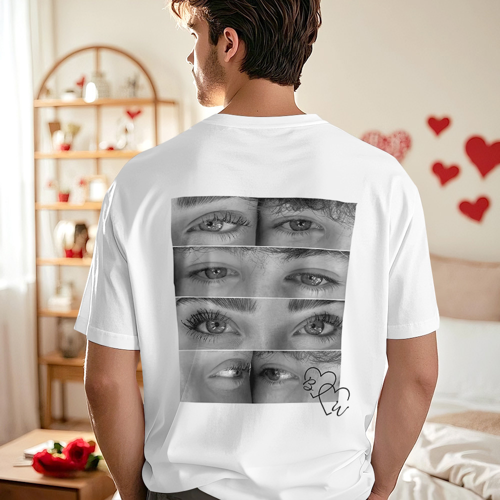 Custom Photo T-shirt Personalized Eyes Shirt for Couple - MyFaceSocksAU