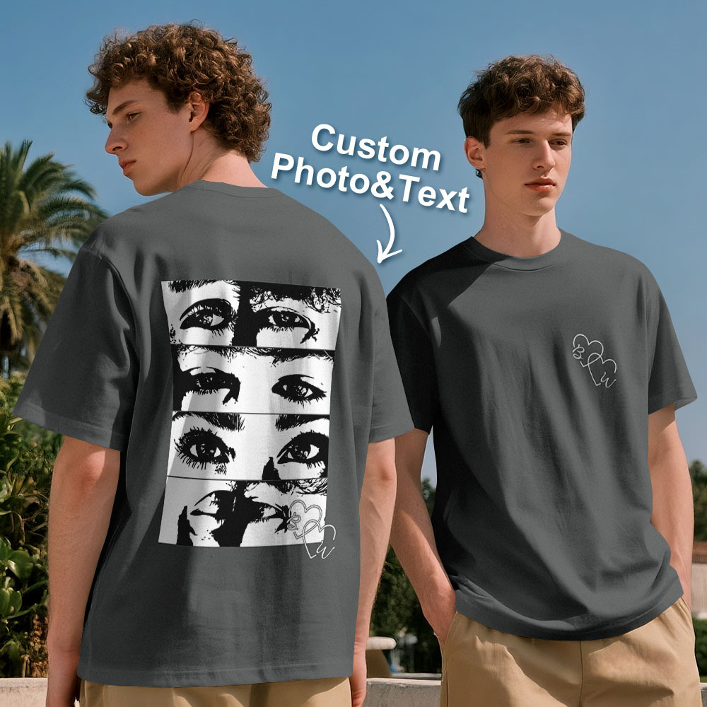 Custom Photo T-shirt Personalized Eyes Shirt for Couple - MyFaceSocksAU