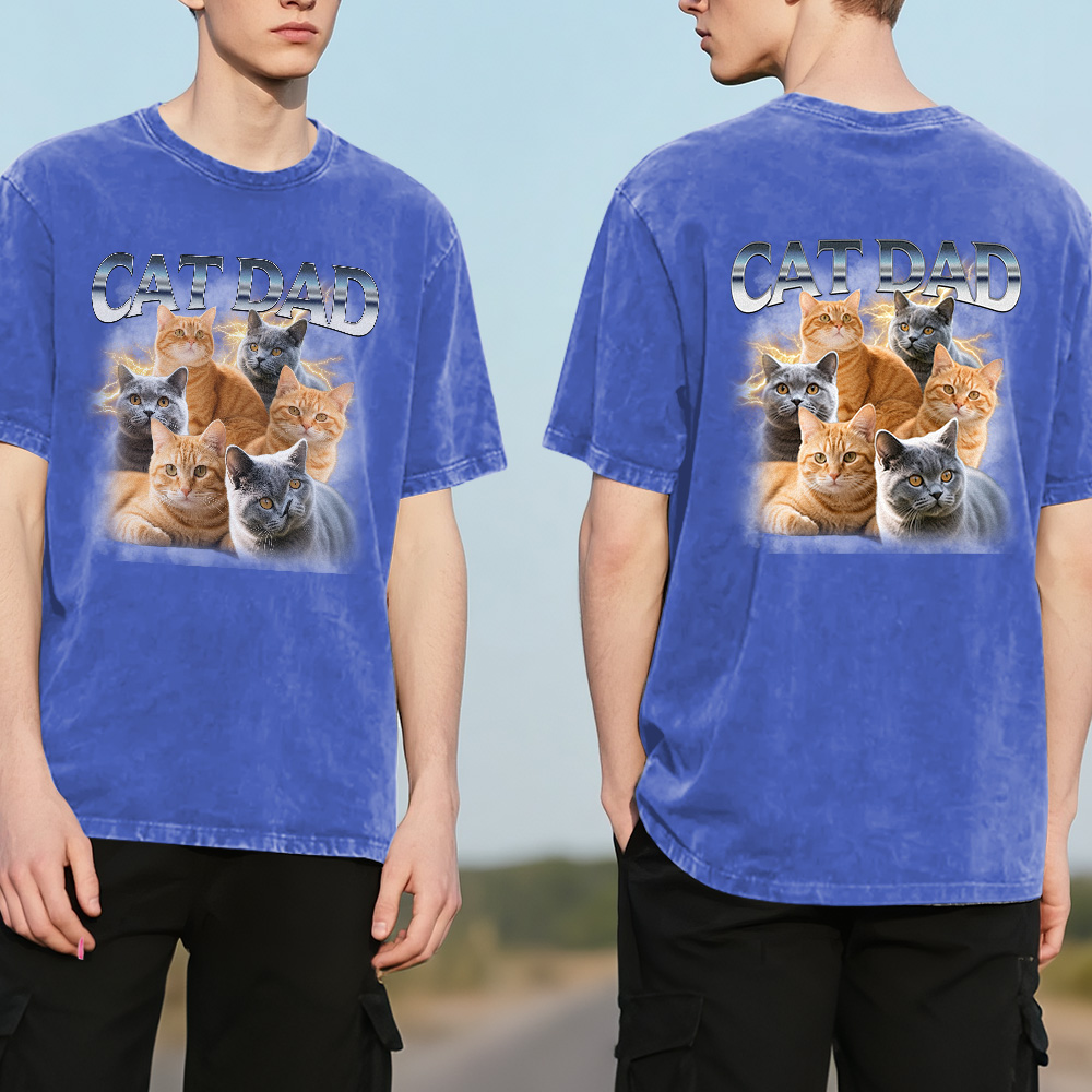 Custom Retro Photo T-Shirt for Dad Personalized Text Picture Shirt Vintage Style Fathers Day Gift