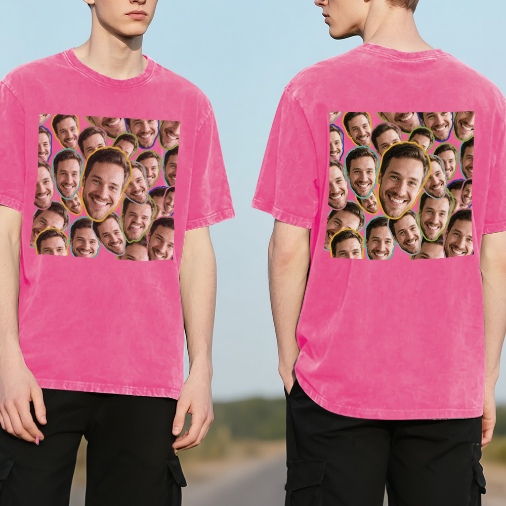 Custom Face Mash T-Shirt Personalized Photo Multicolor Dad Funny Shirt Gift  For Farthers Day - MyFaceSocksAU