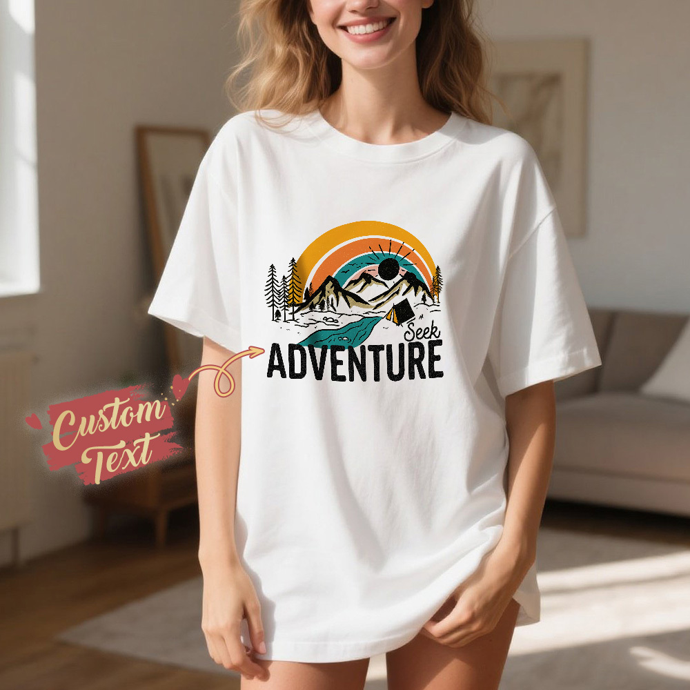 Custom Beach T-Shirt Personalized Seek Adventure Shirt Vacation Shirt Camping Shirt Adventure Lover Shirt Travel Gift T Shirt - MyFaceSocksAU