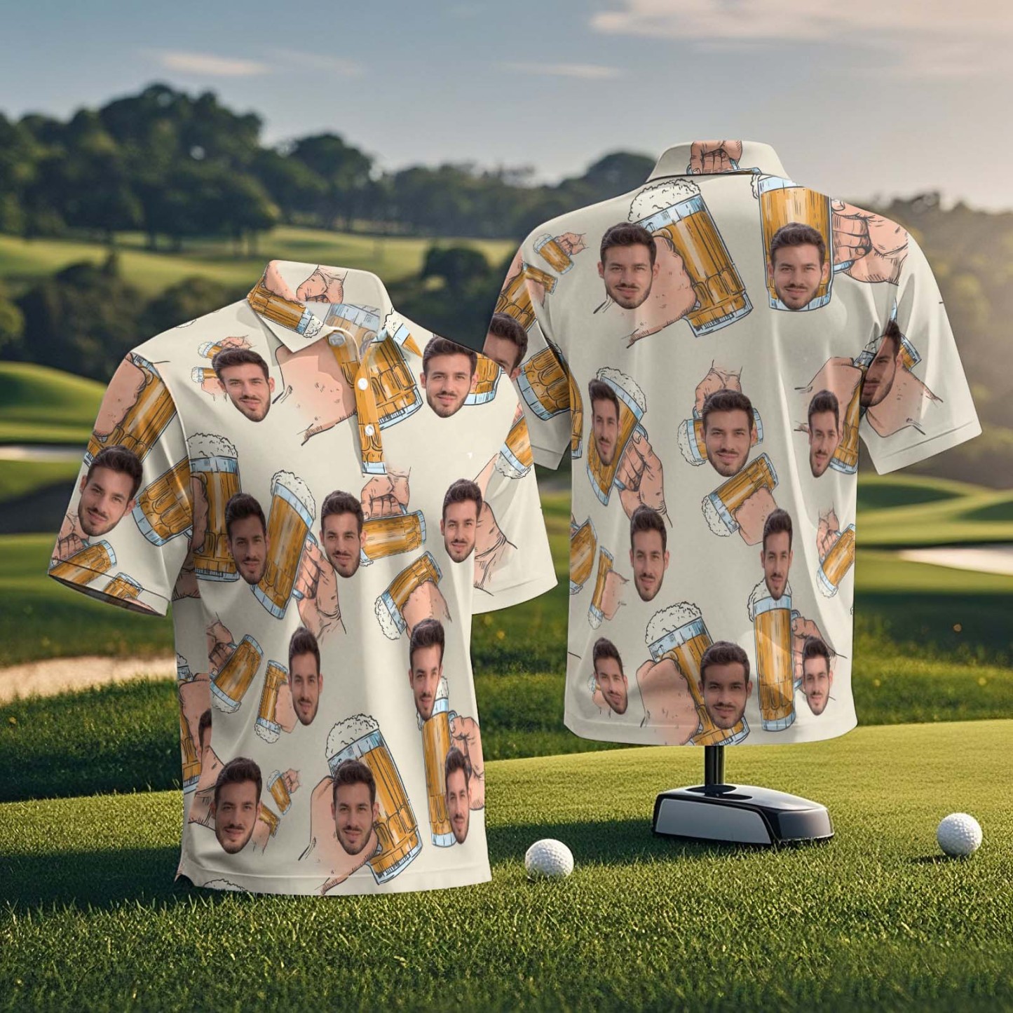 Custom Polo Shirt Personalized Classic Brew Beer Golf Shirts with Faces Or Logos Gift Idea - MyFaceSocksAU