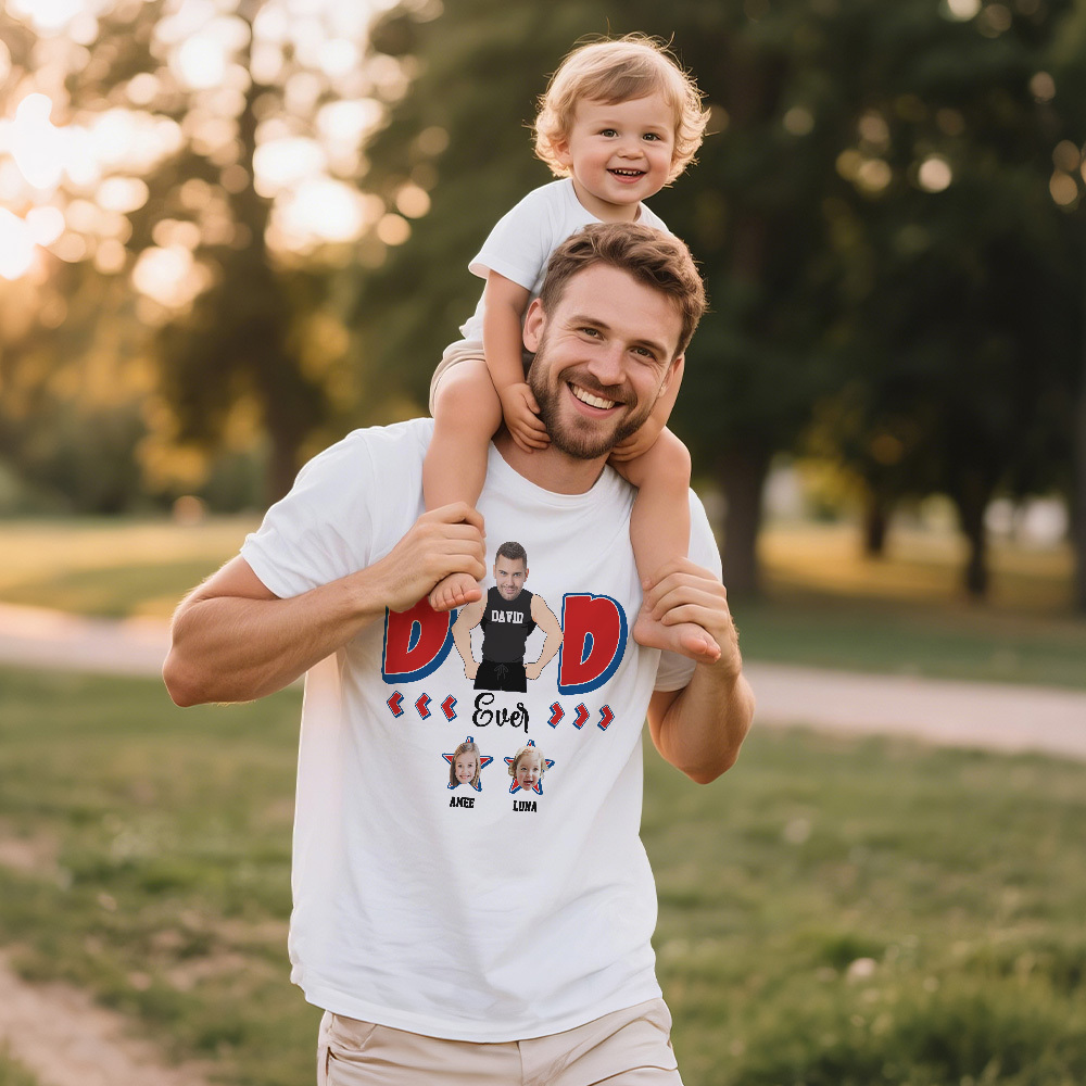 Personalized Muscle Dad Shirt Father's Day Shirt Custom Photo Tshirt Gift Happy Fathers Day Gift - MyFaceSocksAU