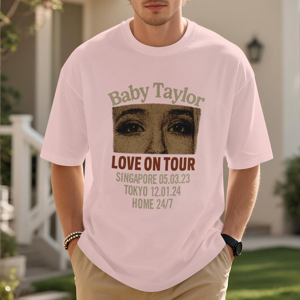 Custom Photo Girlfriend Eyes Love on Tour Shirt With Text - MyFaceSocksAU