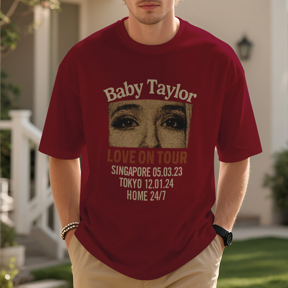 Custom Photo Girlfriend Eyes Love on Tour Shirt With Text - MyFaceSocksAU