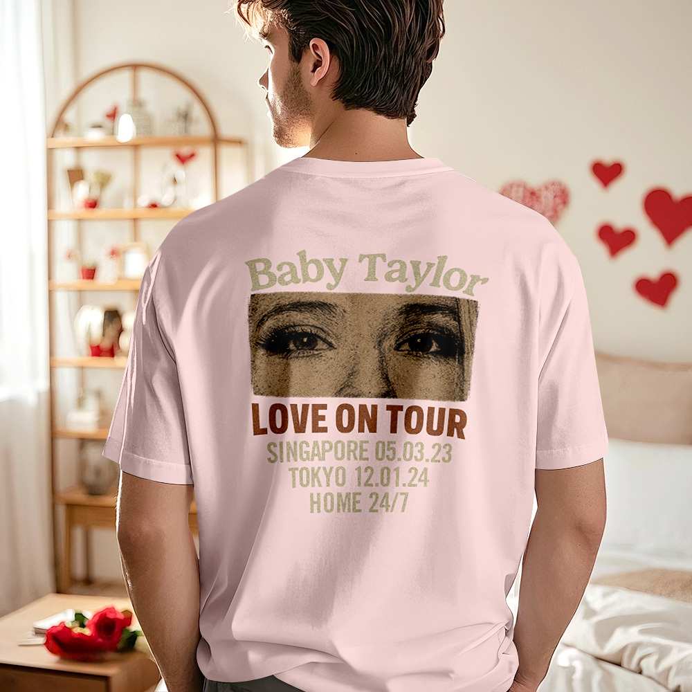 Custom Photo Girlfriend Eyes Love on Tour Shirt With Text - MyFaceSocksAU