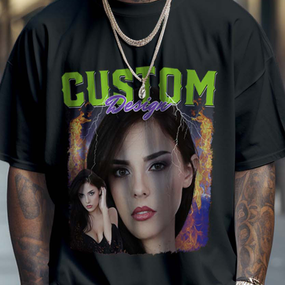 Custom Photo Bootleg Tee T-shirts Gifts for Her - MyFaceSocksAU