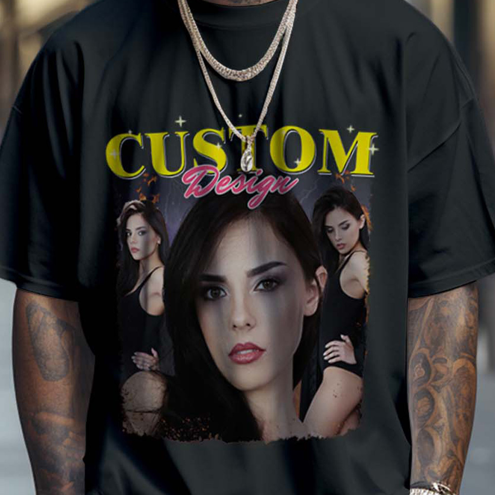Custom Photo Bootleg Tee T-shirts Gifts for Her - MyFaceSocksAU