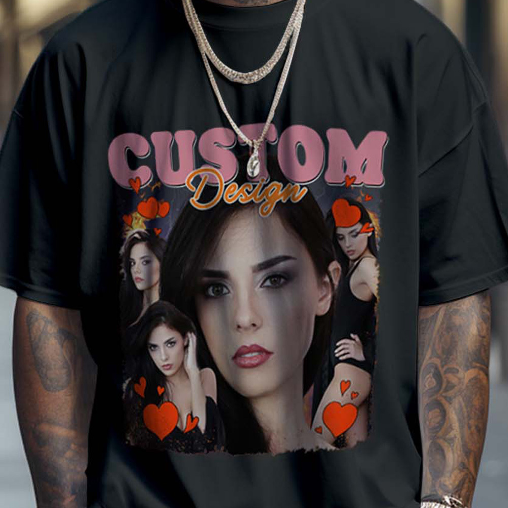 Custom Photo Bootleg Tee T-shirts Gifts for Her - MyFaceSocksAU