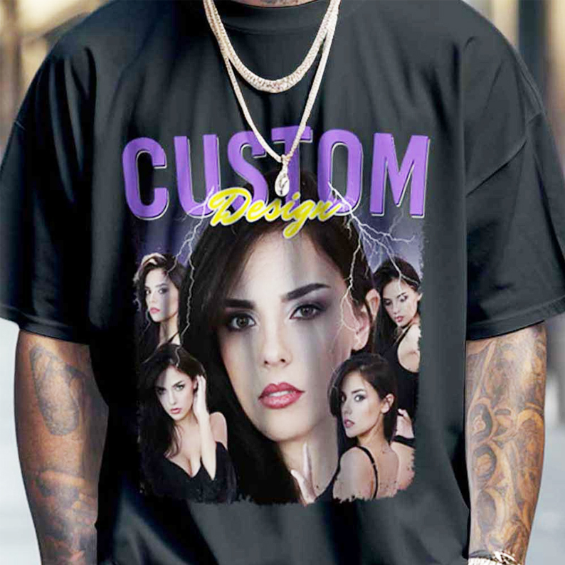 Custom Photo Bootleg Tee T-shirts Gifts for Her - MyFaceSocksAU