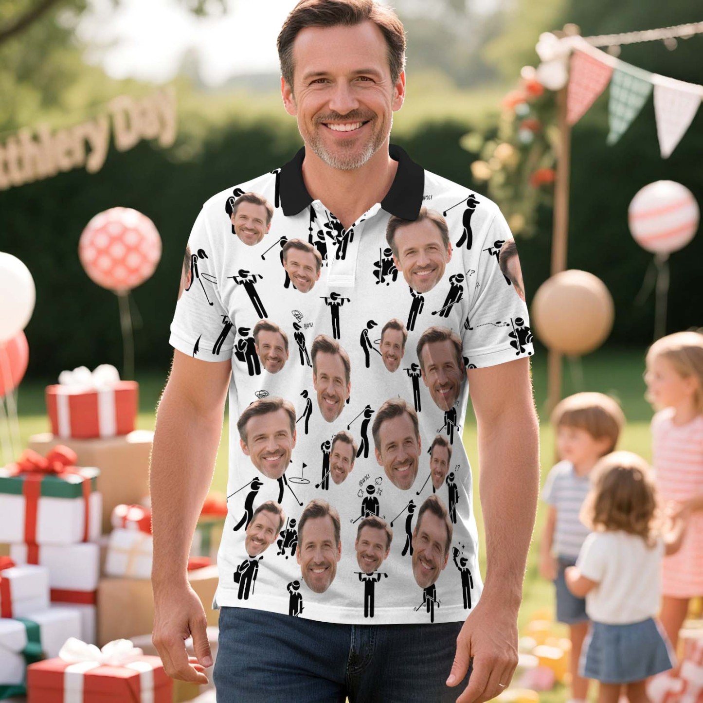 Custom Polo Shirt Personalized Sport Golf Polo Shirt Name And Photo Shirt - MyFaceSocksAU