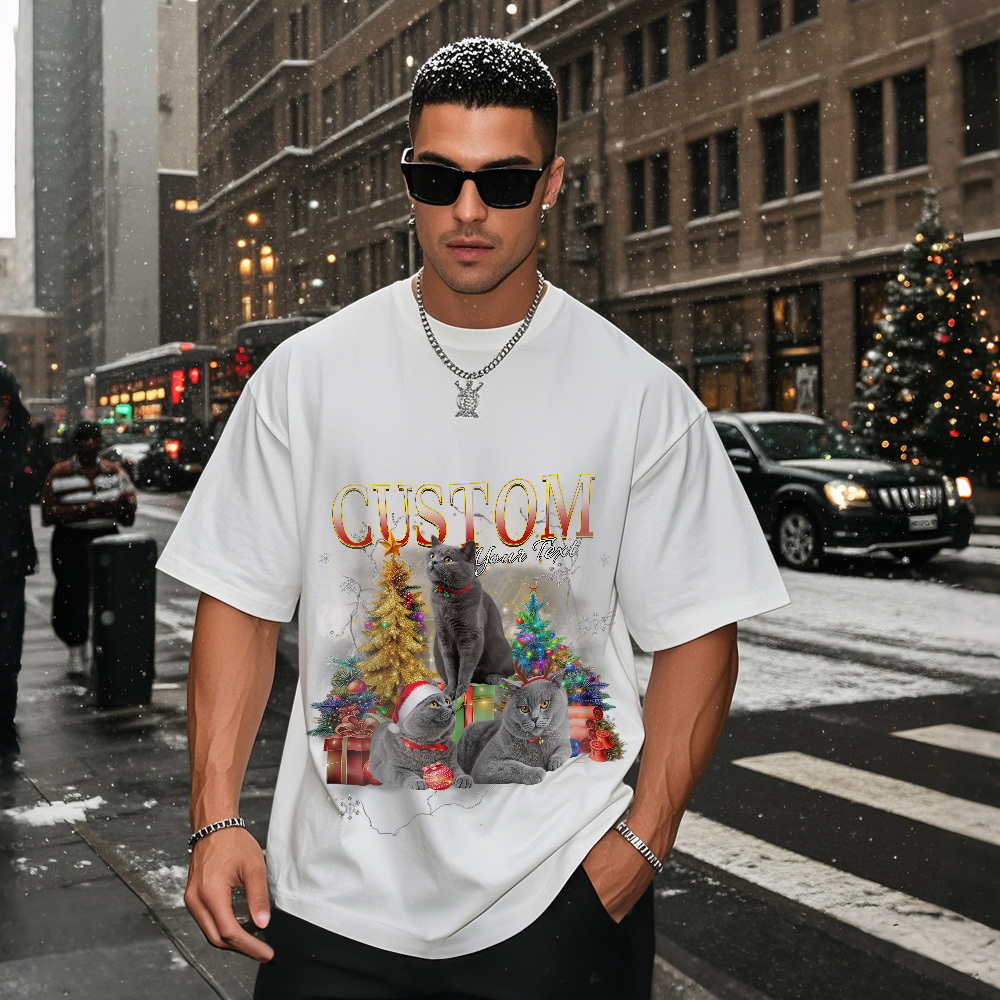 Custom Pet Owner T-Shirt Cute Cat Photo Perfect Christmas Gift for Pet Lovers Christmas Gift - MyFaceSocksAU