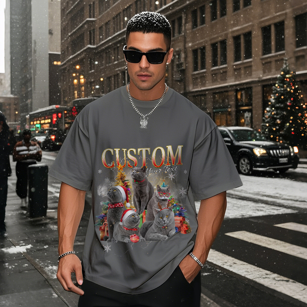 Custom Pet Owner T-Shirt Cute Cat Photo Perfect Christmas Gift for Pet Lovers Christmas Gift - MyFaceSocksAU