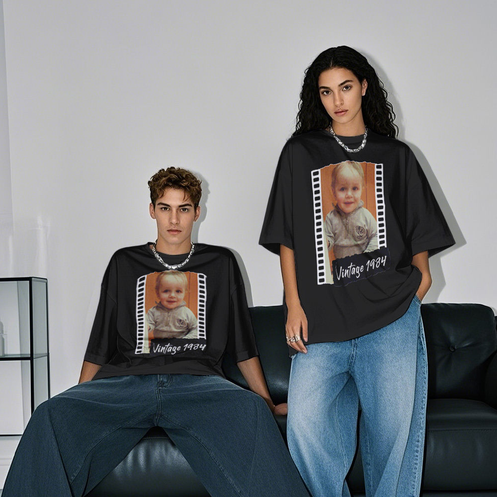 Personalized Photo Vintage T-Shirt Film Retro Style T Shirt Personalized Photo T Shirt Vintage Gift Idea - MyFaceSocksAU