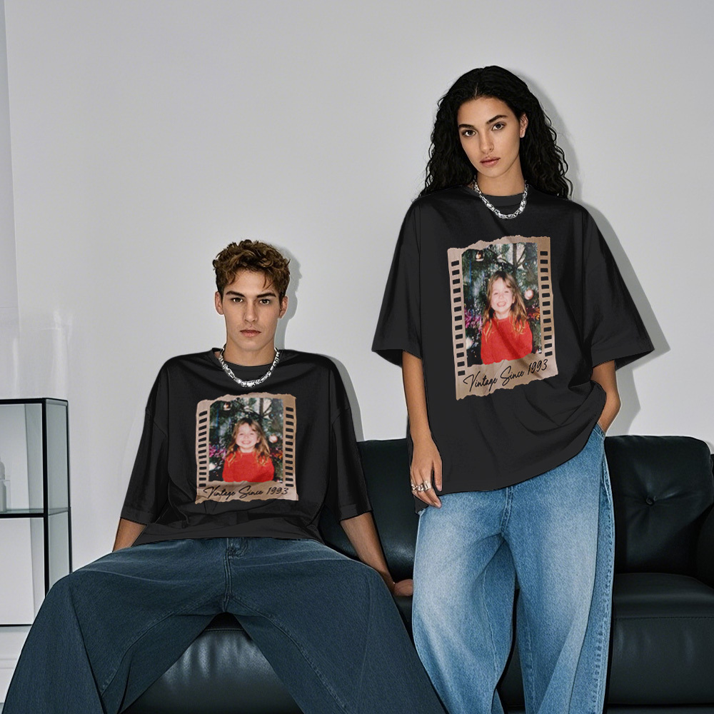 Personalized Photo Vintage T-Shirt Film Retro Style T Shirt Personalized Photo T Shirt Vintage Gift Idea - MyFaceSocksAU