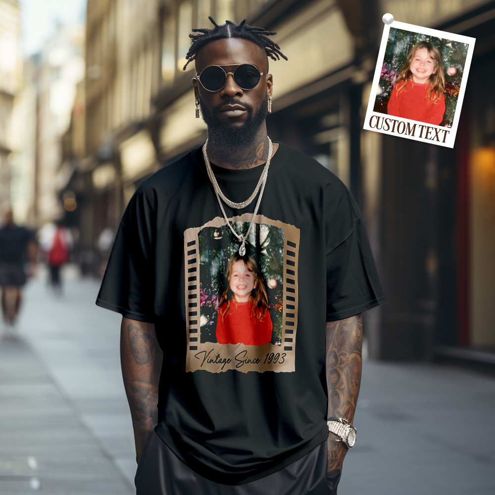 Personalized Photo Vintage T-Shirt Film Retro Style T Shirt Personalized Photo T Shirt Vintage Gift Idea - MyFaceSocksAU